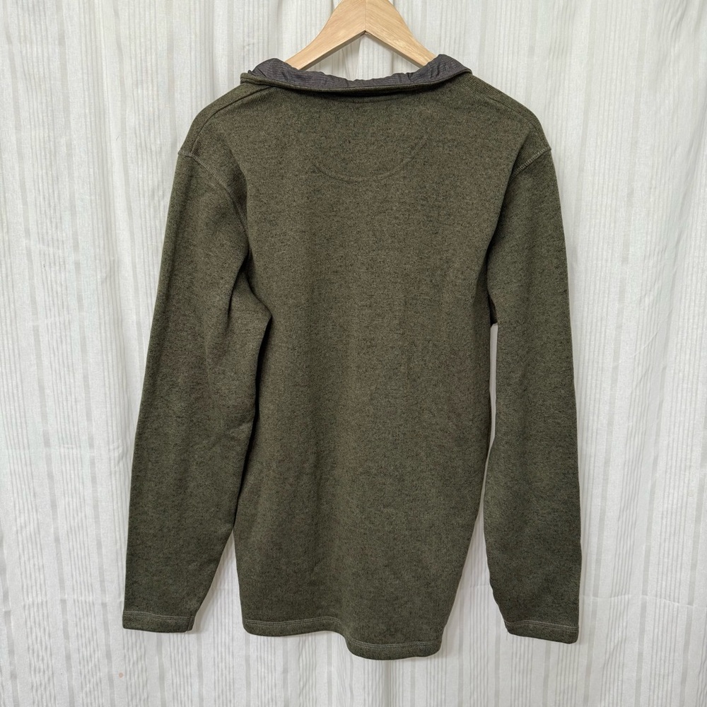 EUC🌟 Men’s Wrangler Olive Green Quarter Zip Sweater Relaxed Fit - Picture 2 of 8